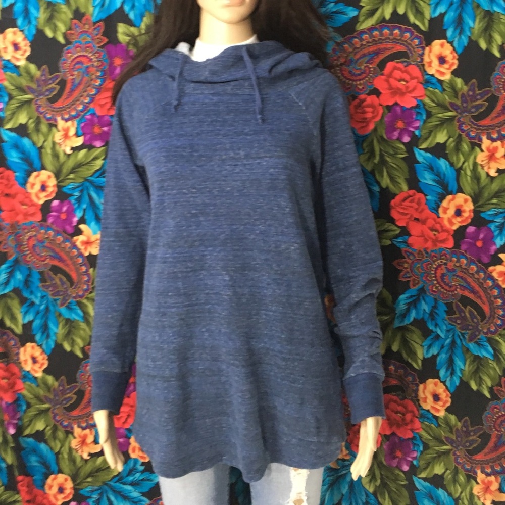Women’s Hoodie Sweater Hooded pullover sweatshirt womens size large heather navy